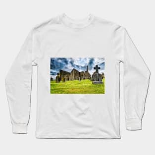 Clonmacnoise monastery ruins on the Shannon in Ireland Long Sleeve T-Shirt